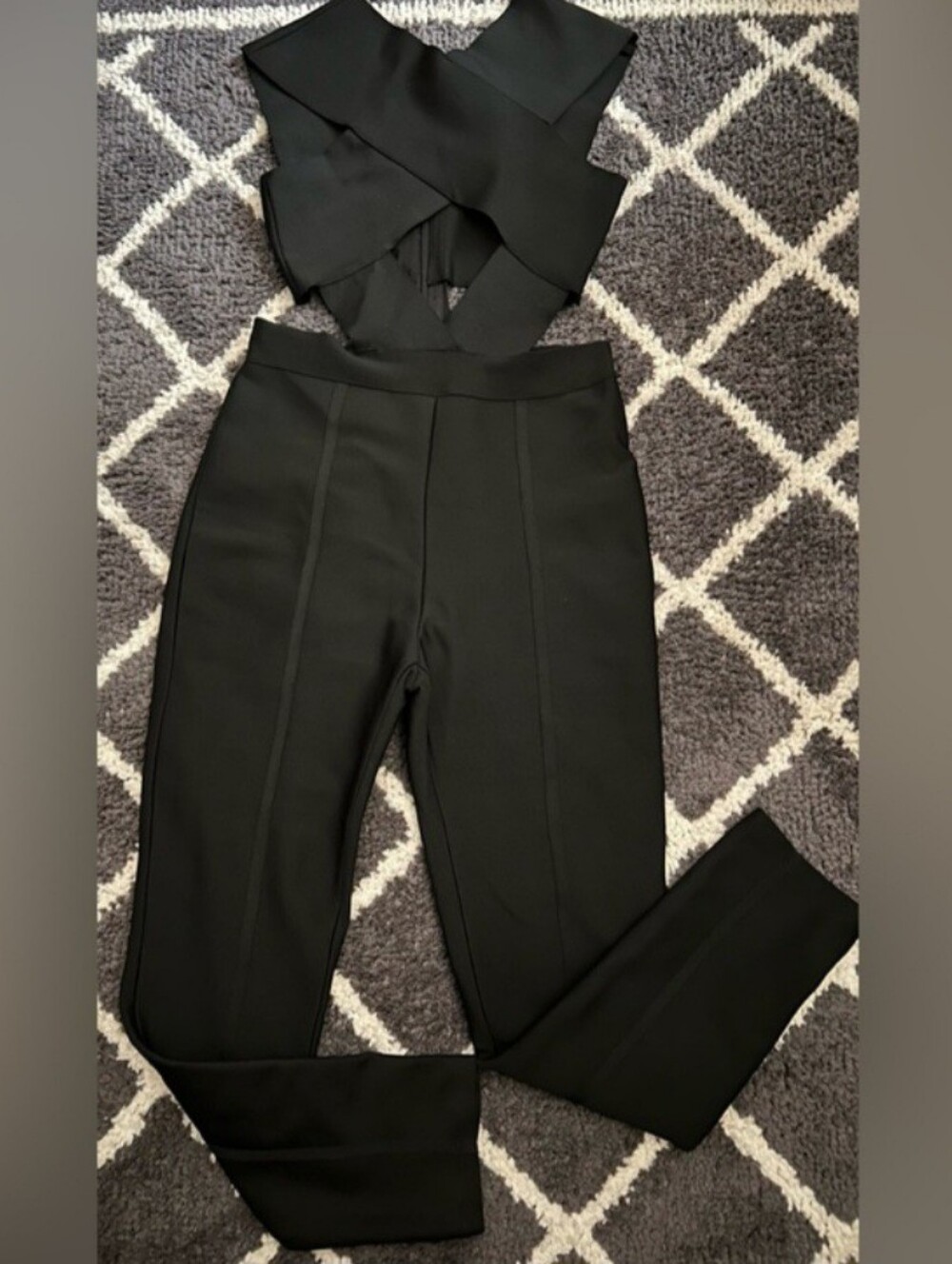 Fashion Nova Black Cross-Back Jumpsuit